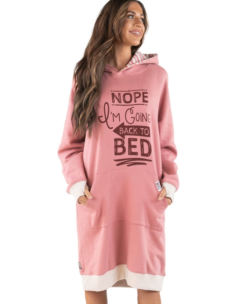 Lazy One Oversized Hoodie Sweatshirt, Comfortable Sleepwear, Bed (Back To Bed, S/M) - Image 1